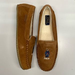 Polo Ralph Lauren Declan Polo Bear Microsuede Slipper, Pale Russet/Bear - 11
